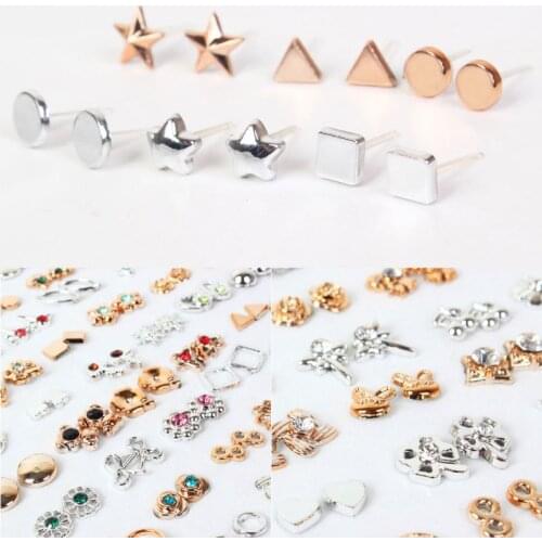 100 Pairs Assorted Styles Mini Plastic Hypoallergenic Stud Earrings Lot for Kids Heart Child Earring Fashion Jewelry