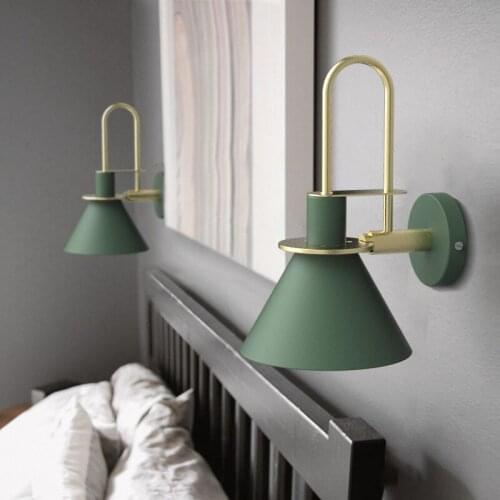 Nordic childrens wall lamp bedside lamp bedroom modern living room walkway stairs attic interior simple iron belt wall lamp LED