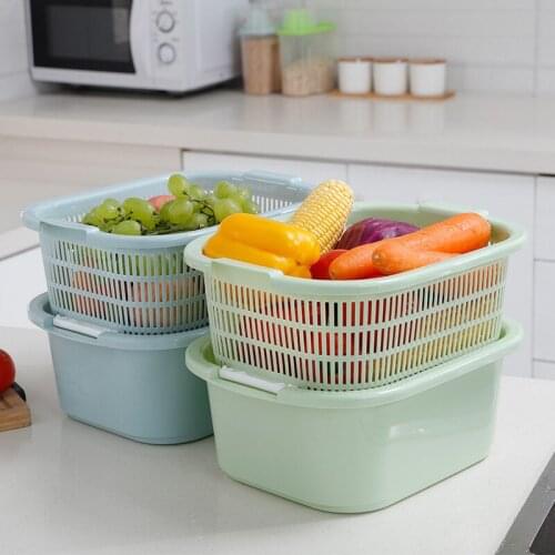 Double-Layer Plastic Sink Drain Basket Kitchen Vegetable Fruit Basket Plate Household Fruit Bowl
