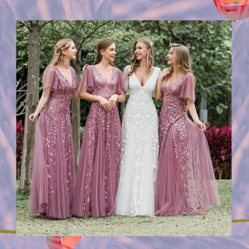 FATAPAESE Simpel Bridesmaid Dresses Illusion Sweetheart Lace Applique Pearls Gown Girl Wedding Evening Party Gown robe de soirée