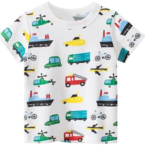 Boy Tshirt Summer Children Short Sleeve Kids Car Cartoon T shirt For Boys Cotton Boys Girls Tops 2021 Clothing 2-8Y