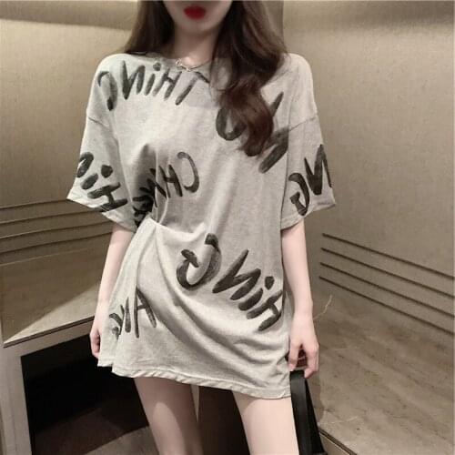 Oversized Sweet Cute Classic Printed Womens T-shirt Round Neck Loose Fashion Half Sleeve Top Female All-match Commuter Summer