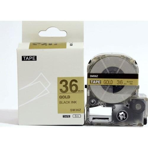 Free ship 3PK/lot KINGJIM SM36ZW black on Gold for labelworks SM36ZW compatible for LW-300 LW-400 labelling maker label tapes
