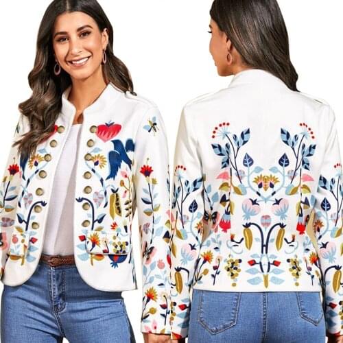 K8953 Wholesale Items Summer Women Bomber Print Jacket Long Sleeve Basic Jacket Coats Women Thin Slim Short Female Jackets