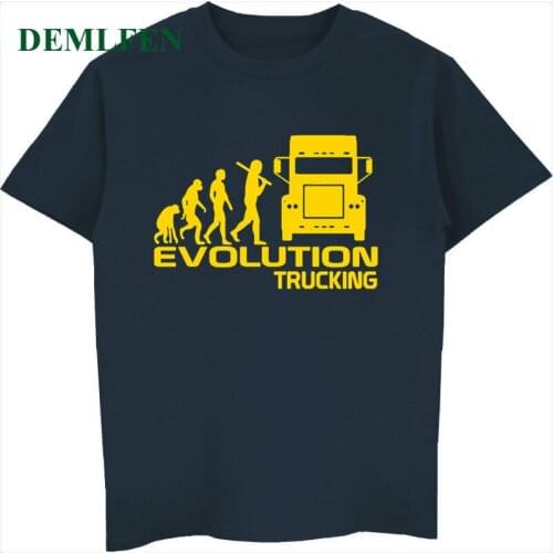 Summer Brand T-shirt Evolution Trucking Truck Driver Cab T Shirt Men Cotton Short Sleeve O-neck T-shirt Fitness Unisex Tops Tee