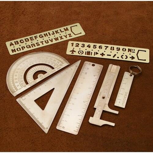 Brass drawing ruler ruler alphanumeric template midori/filofax triangular rule protractor