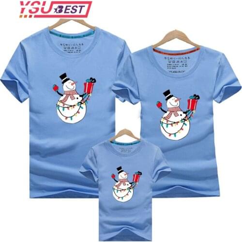 2020 Dad Mom Baby Christmas Snowman Print Clothing Family Matching Outfits Clothes Mother Daughter Father Son Mommy and Me Shirt