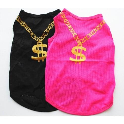 Fashion Dollar Necklace Pattern Dog Clothes 3-colors Elastic Breathable Vest Puppy T-Shirt Coat Accessories Pet Clothes