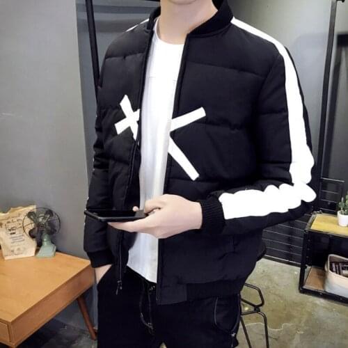 Mens parka coat cotton padded winter jacket jacket mens warm jacket mens solid color stand-up collar zipper thick coat parka