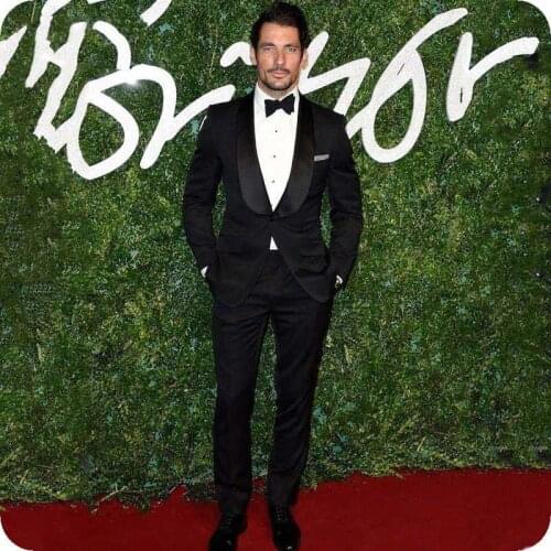 Black Shawl Lapel Men Suits Wedding Suits Tuxedos Best Man Blazer Prom Slim Fit Formal Groom Wear 2piece Costume Terno Masculino