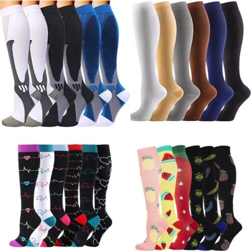 6 Pairs Compression Socks Women Knee High 30mmHg Anti Fatigue Relief Diabetes Varicose Veins Running Sports Compression Stocking