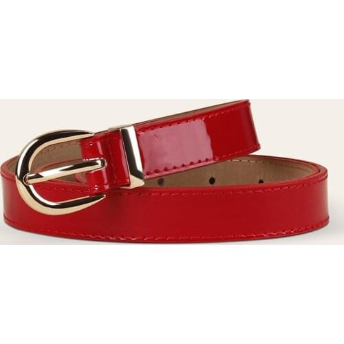 New Women Waist Belts Lovely Girl PU Leather Strap Dress Decorated Narrow 105cm Belts Female Fashion Gold Pin Buckle Waistband