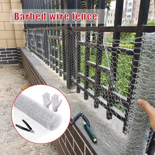 Garden Decoration Galvanized Hexagonal Mesh Fench Lightweight Metal Barbed Wire Mesh Diy Project For Home Garden Courtyard Tn88