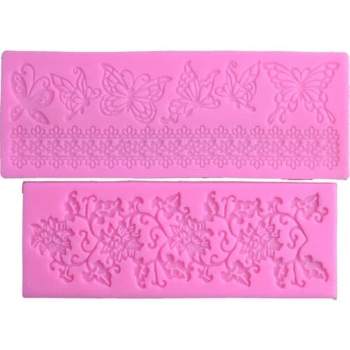 Hollow butterfly Flower Lace Mold Cake border Decoration tools Fondant Cake 3D Mold Food Grade Silicone mat Mould