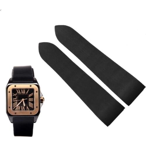 New 25mm Rubber Waterproof Watch Strap Band For San-tos 100 watch repalce Watchband Diy Replace