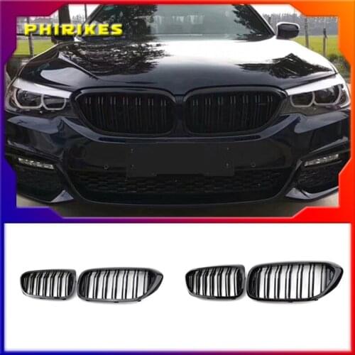 Front Bumper Kidney Grille Grill for BMW G30 G31 G38 5 Series 525I 530I 540I 550I with M-Performance Black Double Line Kidney Gr