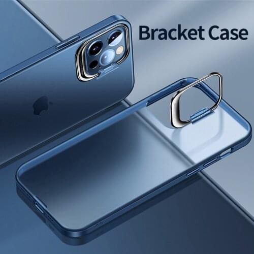 Luxury Camera Lens Protection Ultra Thin Matte Plating Metal Holder Clear Phone Case For iPhone 12 11 Pro Max Cover Fundas Coque