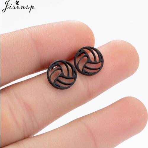 Stainless Steel Sports Jewelry Earings Hollow Volleyball Stud Earrings for Women Men Hiphop Basketball Earing Piercing Bijoux