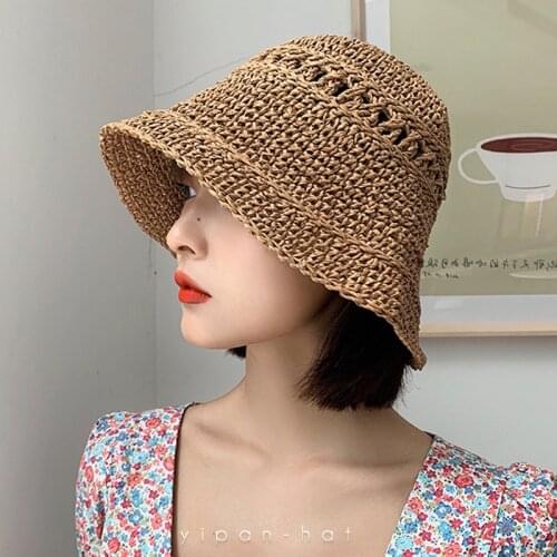 Hand-woven Fisherman Hat Women Fashion Straw Woven Beach Hat Leisure Vacation Summer Sun Hat Women