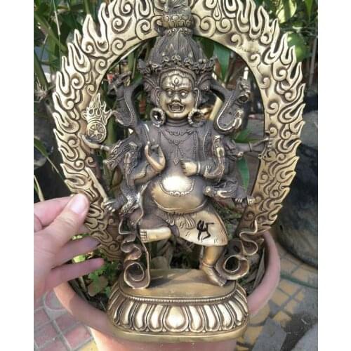Tibet Buddhism bronze Gild Six Arm VAJRAPANI Mahakala Buddha Statue