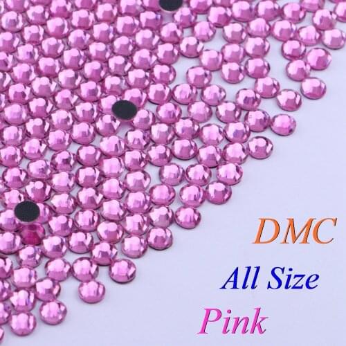 All Size! Pink, DMC Hotfix Rhinestone SS6 SS10 SS16 SS20 SS30 Glass Crystals Stones Hot Fix Iron-On FlatBack With Glue