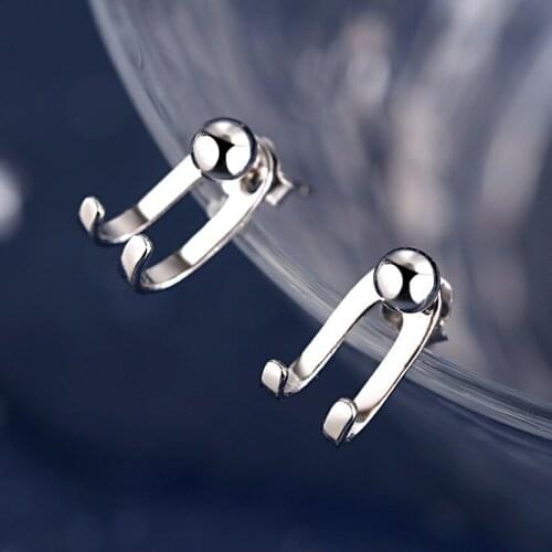 INS Style Stud Earrings Sor Womens Jewelry Unisex Ear Stud Silver Color Simple Fashion Gift