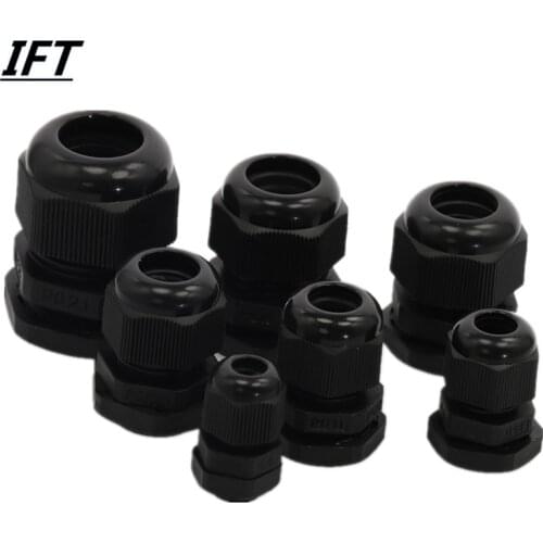 10pcs Black Nylon Strain Relief Glands Connector PG7 PG9 PG11 PG13.5 PG16 PG19 PG21 PG25
