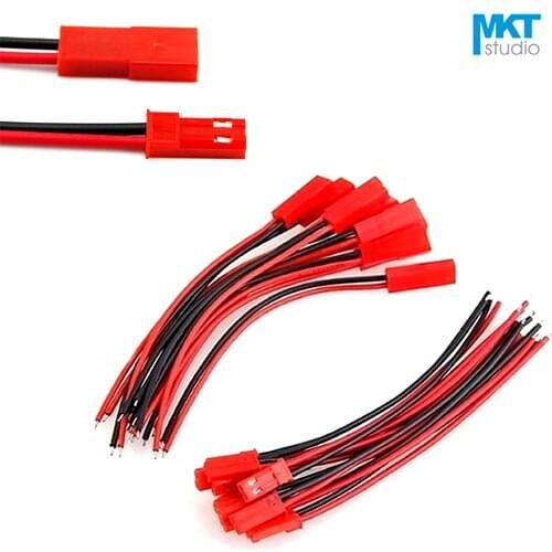 100Pcs 10cm Single JST Header AWG24 Red Black Wire Cable Male Female Complete