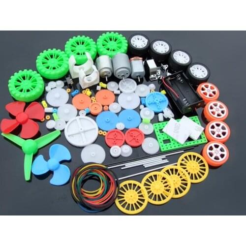 112PCS Plastic Gear Pack with 130/260/140 Motor Car Tire Axle Propeller for DIY Model Toy Car Model Spare Parts Pack