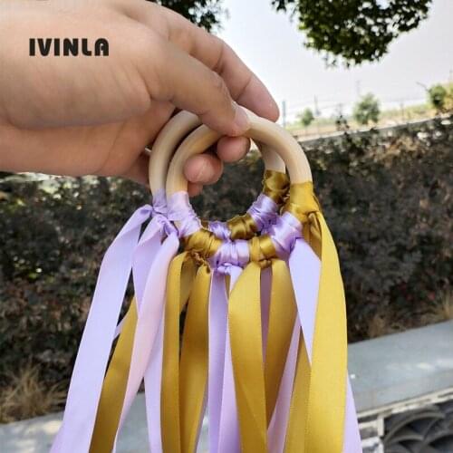 20pcs/lot gold and purple color wooden ring waldorf toysbaby teether with bell for birthday party