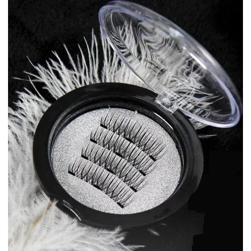 3D magnet false eyelashes European and American sharpened magnetic eyelashes Naturally dense three magnets glue-free eyelashes