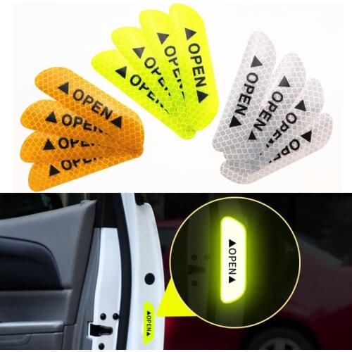 4PCS/Set Warning Stickers Car Door Reflective Warning For Ford Focus Fusion Escort Kuga Ecosport Opel