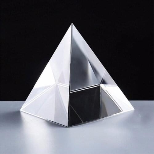 5/6/7/8cm Clear Glass Faux Crystal Pyramid Prism Crafts Home Office Ornament Set