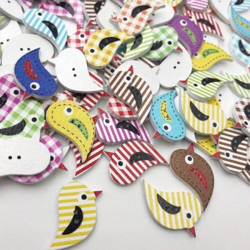 50pcs Colorful 2 Holes Mixed Birds Wooden Button Sewing DIY Craft Scrapbooking WB530