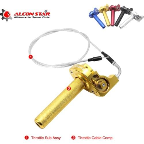 Alconstar- 7/8'' Twist Throttle Hand Grips + Elbow Throttle Cable For Motorcycle Pit Dirt Bike 50 70 90 110 125CC SSR CRF KLX CB