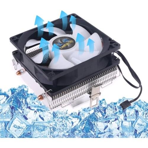 Silent CPU Cooler LGA/2011/115X/775 3 Pin PC Cooling Radiator 2 Copper Tubes 5 Colors LED Cooling Fan
