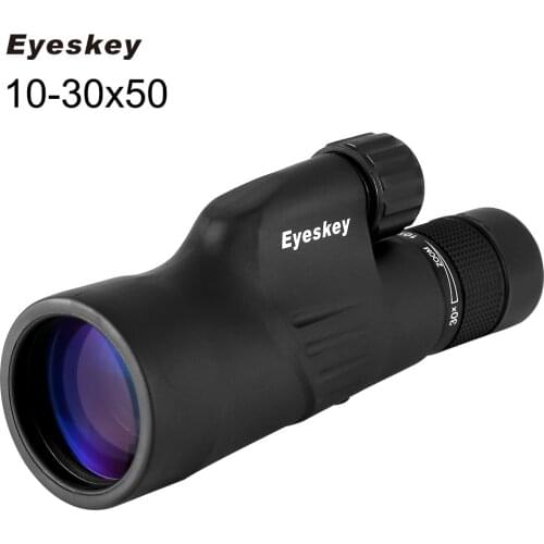 Eyeskey HD Large Caliber Black BAK4 10-30x50 Long Zoom Low Light FMC Binocular Telescope Monocular for Hunting Camping Outdoor