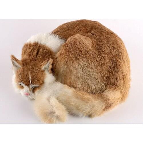 Big simulation sleeping cat toy polyethylene & furs yellow cat model about 29x31x10cm c2245