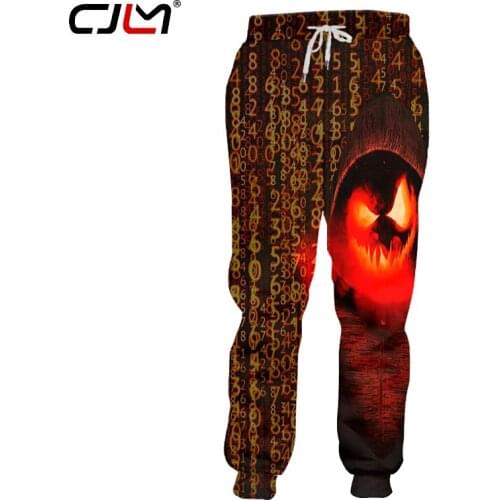 CJLM New Fashion Men/women Casual Full Length Pants Harajuku Halloween Scary pumpkin 3D Printed Joggers Hip Hop Sweatpants 5XL