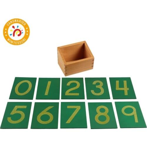 Kids Montessori Toy Maths Sandpaper Number With Box Beech Wooden Preschool Learning Number Exercise Green Card Toy Games MA010