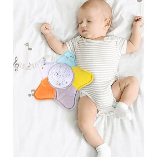 Baby Sleeping Pentagram Projection Light Starry Sky Infant Children Comforting Luminous Music Plush Toys