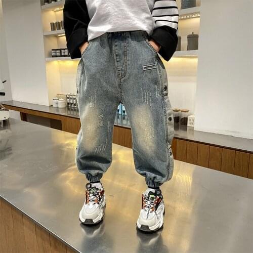 Beading Baby Spring Autumn Jeans Pants For Boys Children Kids Trousers Clothing Teenagers Gift Home Outdoor High Quality