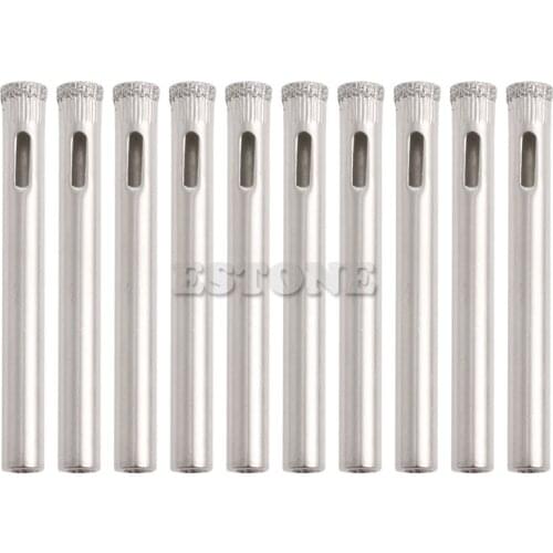 F2TE New 10Pcs 6mm Diamond Coated Core Drill Bits Hole Saw Glass Tile Ceramic Marble