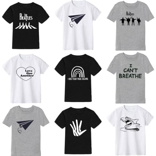 New Shark Aircraft Cartoons Print Boys T Shirt 2021 Summer Cotton 3 Colour Children T-Shirts Girls Tshirt Tops Boy Clothes