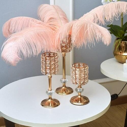 IMUWEN Crystal Candle Holder Delicate Wedding Candlestick Romantic Centerpiece Table VaseFor Party Candle Holder Home Decor