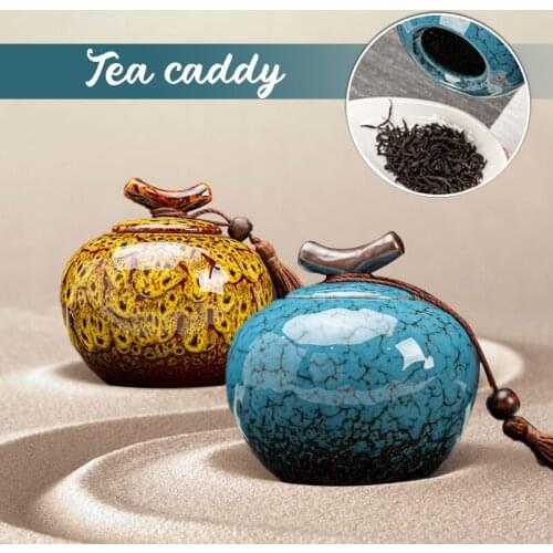 9.5cm/32ml Round Empty Retro Creative Ceramic Mini Tea Caddy Storage Jar Multi-Color Storage Bottle Jars Containers
