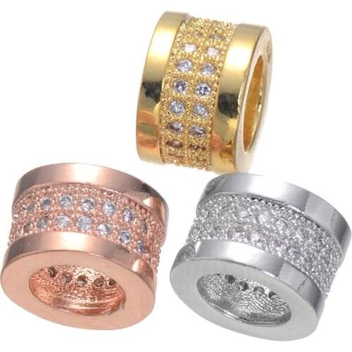 Fashion micro pave CZ big hole copper zircon jewelry accessory 6*9mm fit bracelet one piece mp114