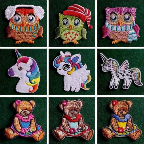 Cartoon Animal Patches For Clothing Stickers Cute Unicorn Iron on Embroidered Patches On Clothes Fashionable Badges On Jacket