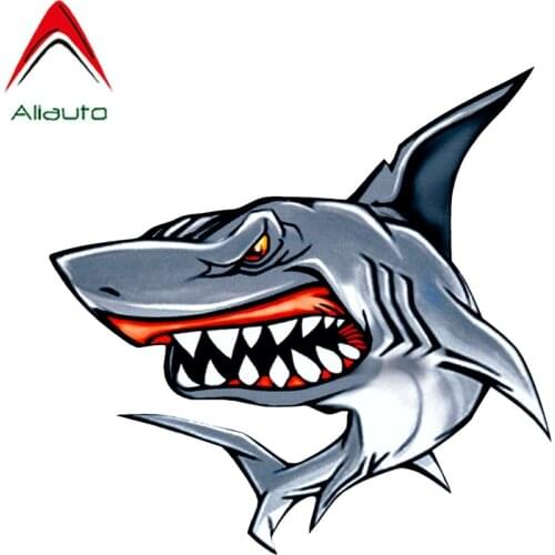 Aliauto Cartoon Car Sticker Ferocious Shark Automobiles Motorcycle Accessories Vinyl Decal for Passat B5 Porsche Mazda,15cm*15cm