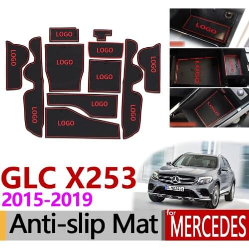 Anti-Slip Gate Slot Mat Rubber for Mercedes Benz GLC X253 Accessories GLC 200 250 300 220d 250d 43 63 Coupe AMG 2016 2017 2018